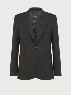 VESTE A SIMPLE BOUTONNAGE EN LAINE MELANGEE A FINES RAYURES