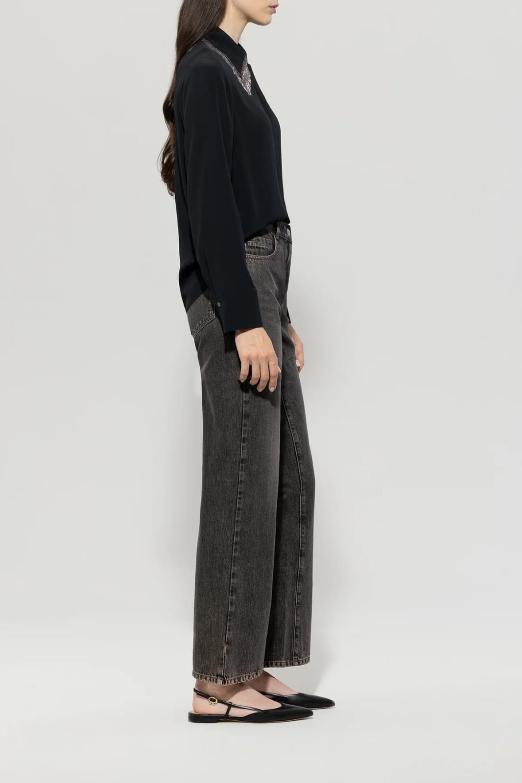 JEAN DENIM GRANDE LARGEUR GRIS – Image 2