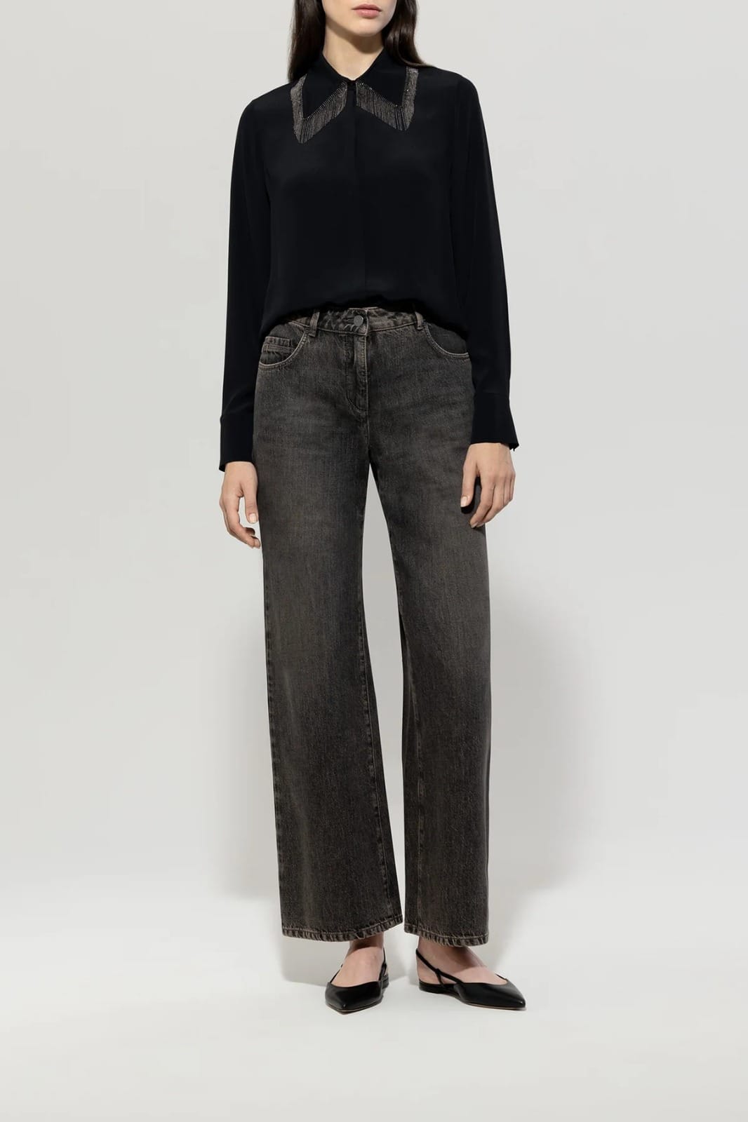 JEAN DENIM GRANDE LARGEUR GRIS