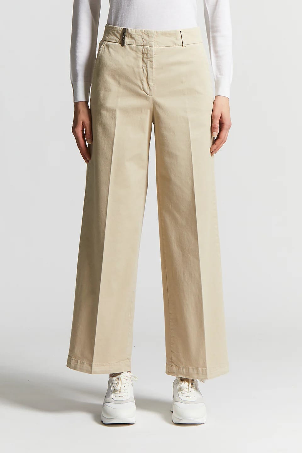 PANTALON EN GABARDINE DE COTON STRETCH LEGER ECRU – Image 2