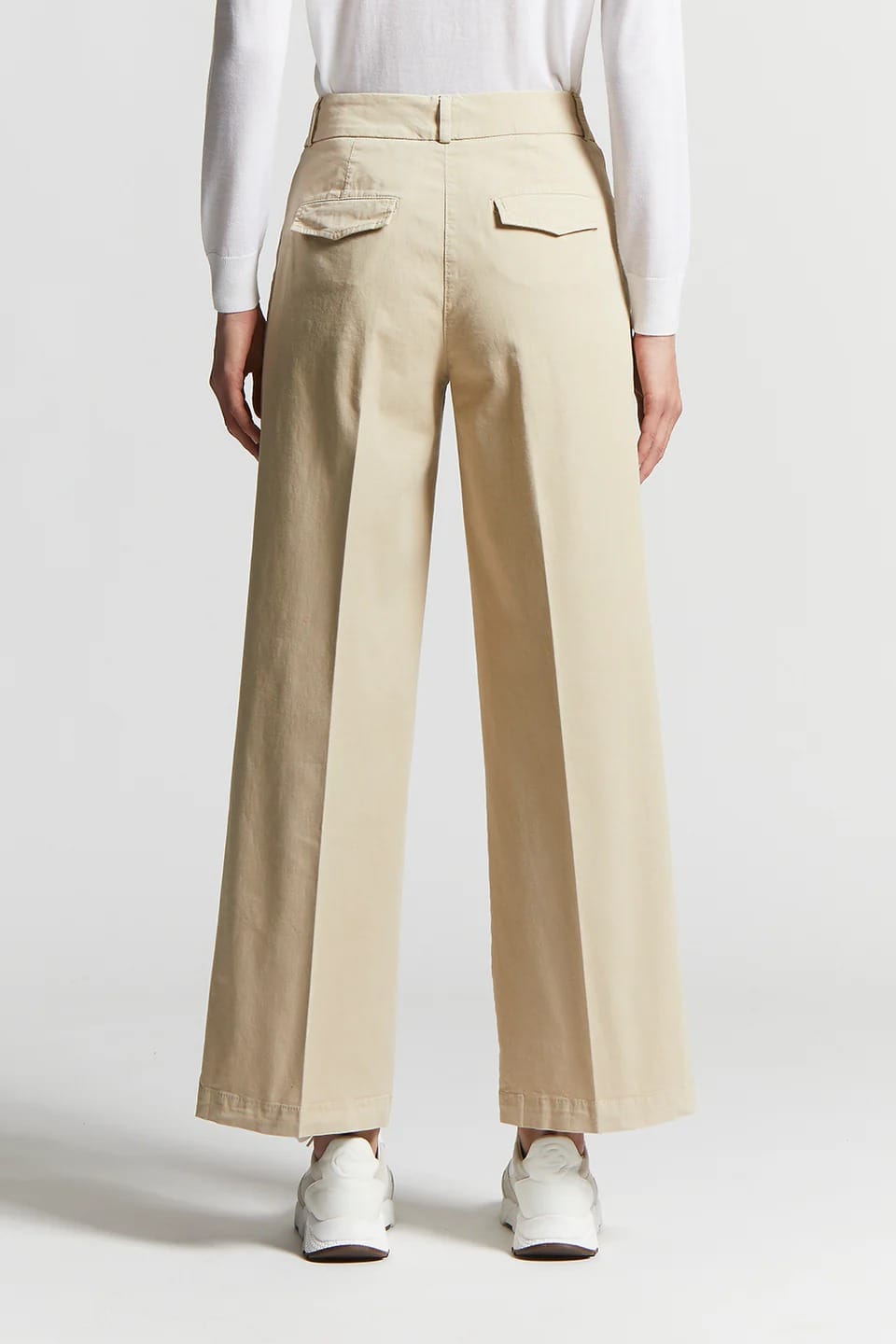 PANTALON EN GABARDINE DE COTON STRETCH LEGER ECRU – Image 3