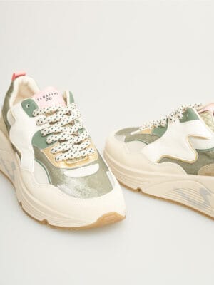 SNEAKERS MALIBU VERTES, BEIGE ET ROSE