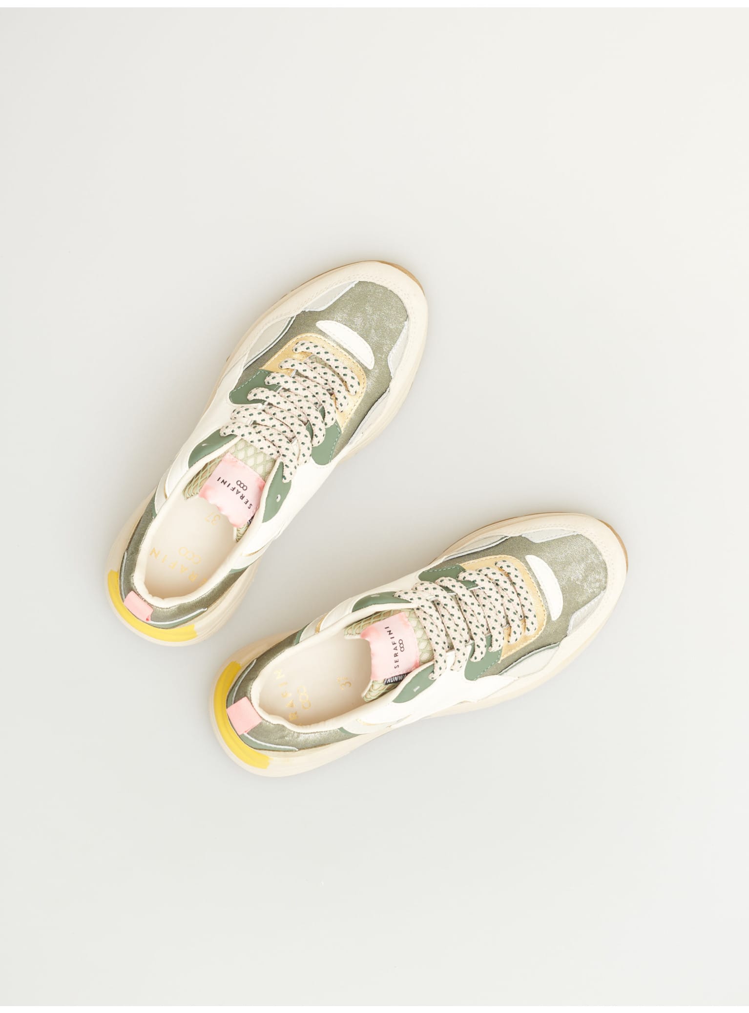 SNEAKERS MALIBU VERTES, BEIGE ET ROSE – Image 3