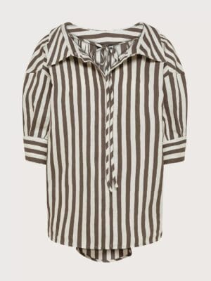 CHEMISE AMPLE À RAYURES EN LIN MÉLANGÉ