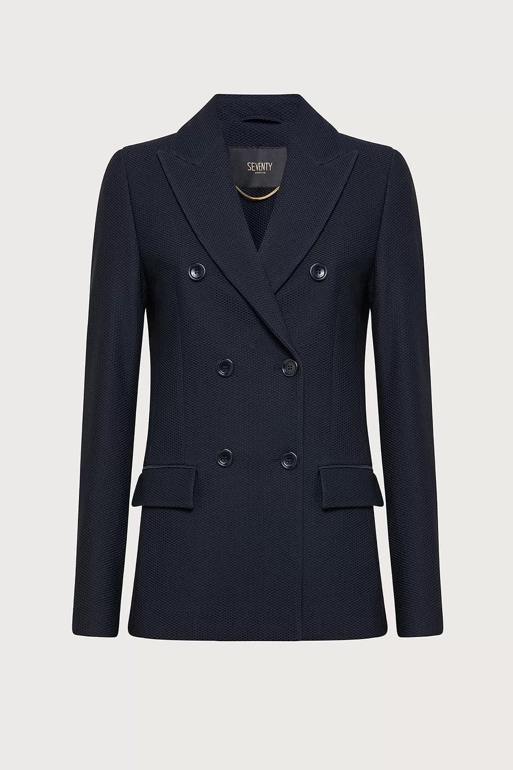 VESTE CROISÉE EN TISSU TECHNIQUE BI-STRETCH NID D'ABEILLE BEIGE