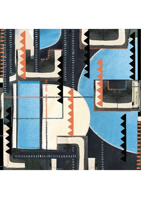 FOULARD CARRE PATCH BLUE – Image 2