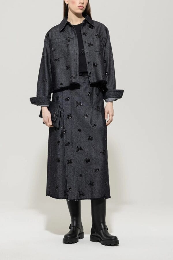 JUPE EN DENIM A PAILLETTES