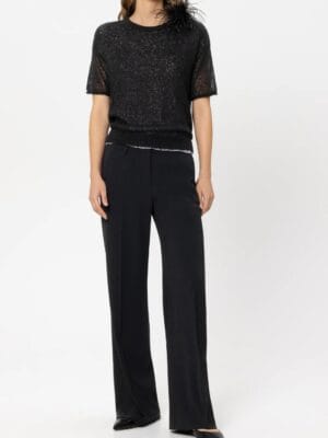 PANTALON LARGE A DOUBLE CEINTURE NOIR