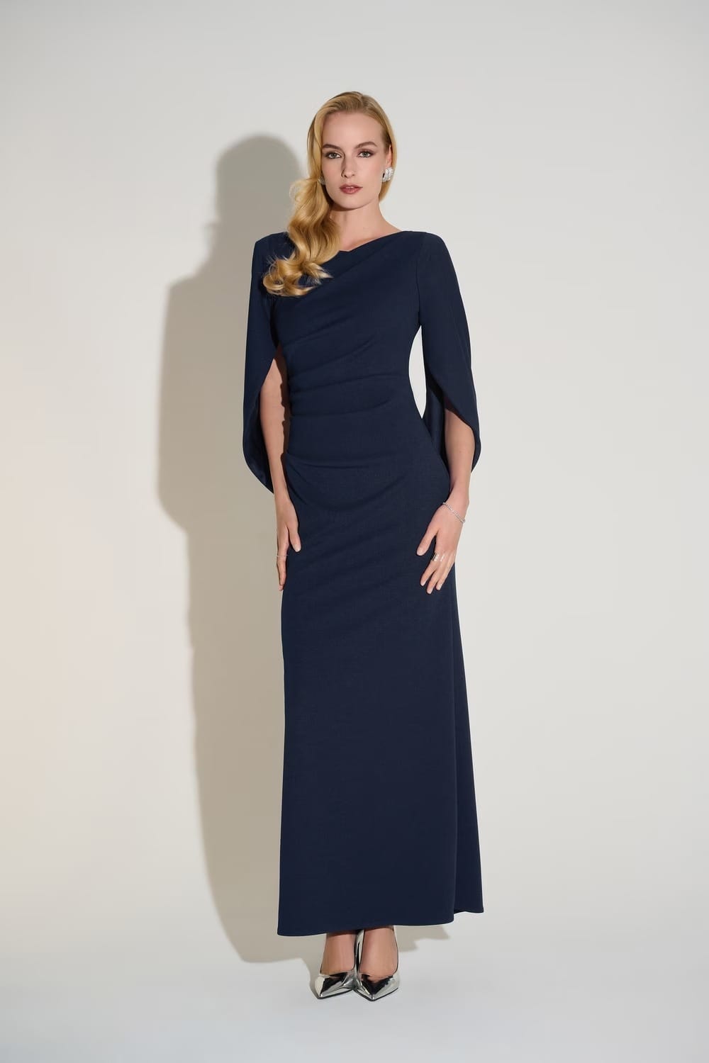 ROBE FOURREAU FORMELLE A MANCHES BOUFFANTES BLEUE NUIT