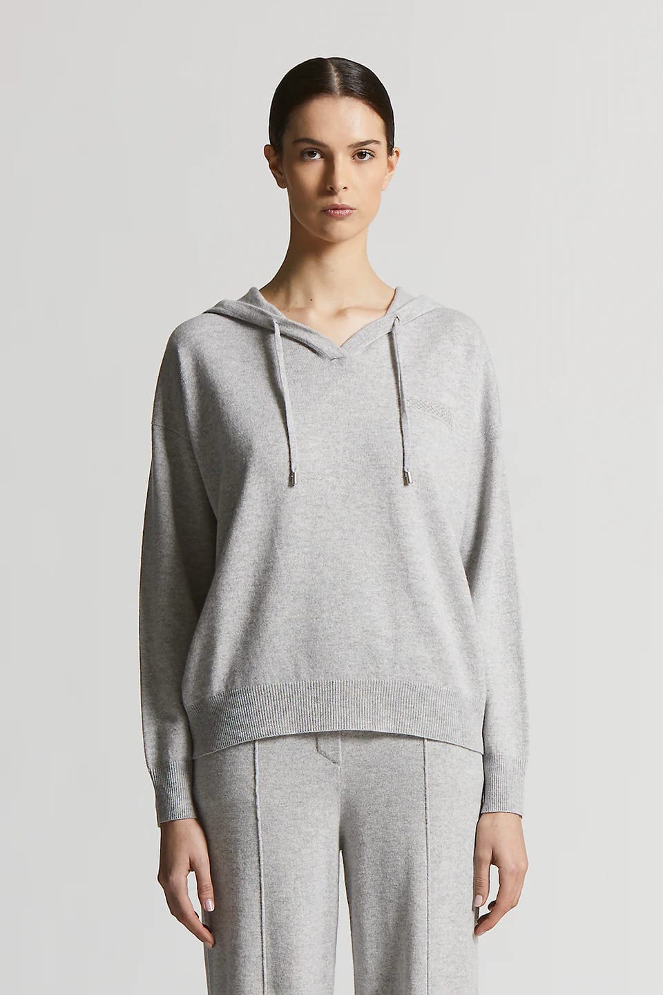 PULL EN CACHEMIRE SOIE ET LAINE GRIS