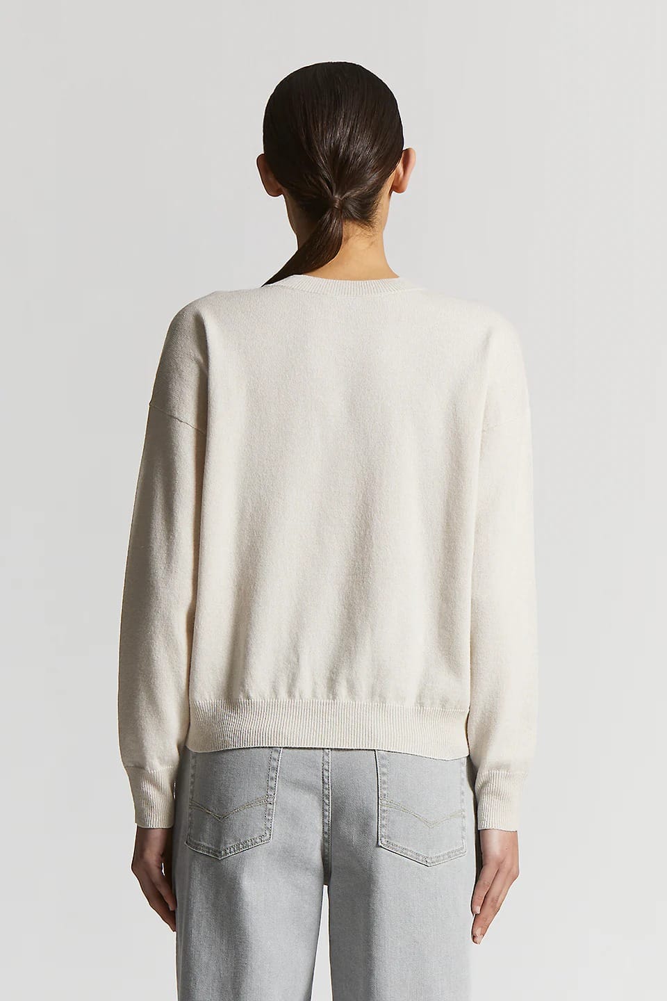 PULL EN CACHEMIRE SOIE ET LAINE CREME – Image 3