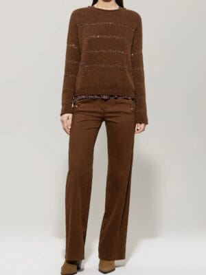 PANTALON DENIM SERGE FLARE MARRON