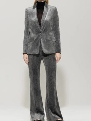 BLAZER EN VELOURS COTELE AVEC DETAILS SCINTILLANTS GRIS
