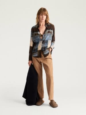 CHEMISIER MEUDON EN CRÊPE DE CHINE IMPRIMÉ - MULTICOLORE CHOCOLAT