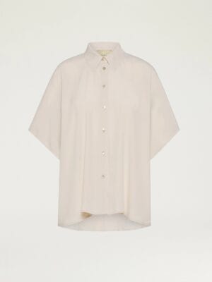 CHEMISIER BROOKLYN EN ACÉTATE/SOIE UNIE - CRÈME