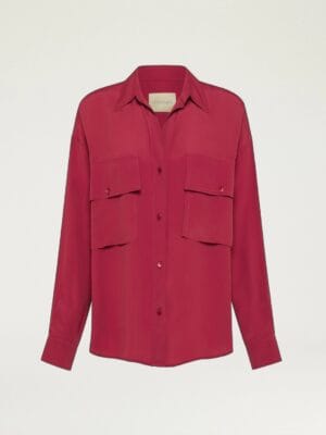 CHEMISIER PITANGA EN ACÉTATE/SOIE UNIE - KAKI