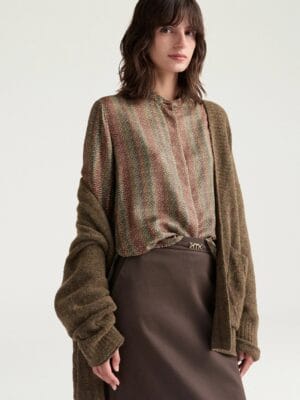 CHEMISIER LUCY EN TWILL DE SOIE IMPRIMÉ - MULTICOLORE BRUN