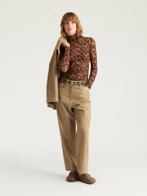 PANTALON IVO EN DENIM TEINT EN FIL - AMANDE