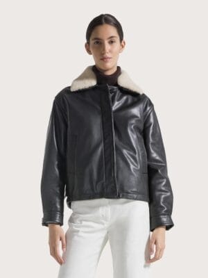 MANTEAU EN CUIR NAPPA STYLE AVIATEUR