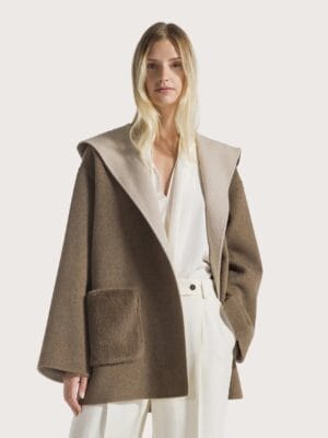 MANTEAU COURT EN LAINE MELANGEE DOUBLE FACE