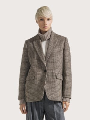 VESTE SIMPLE BOUTONNAGE PIED-DE-POULE