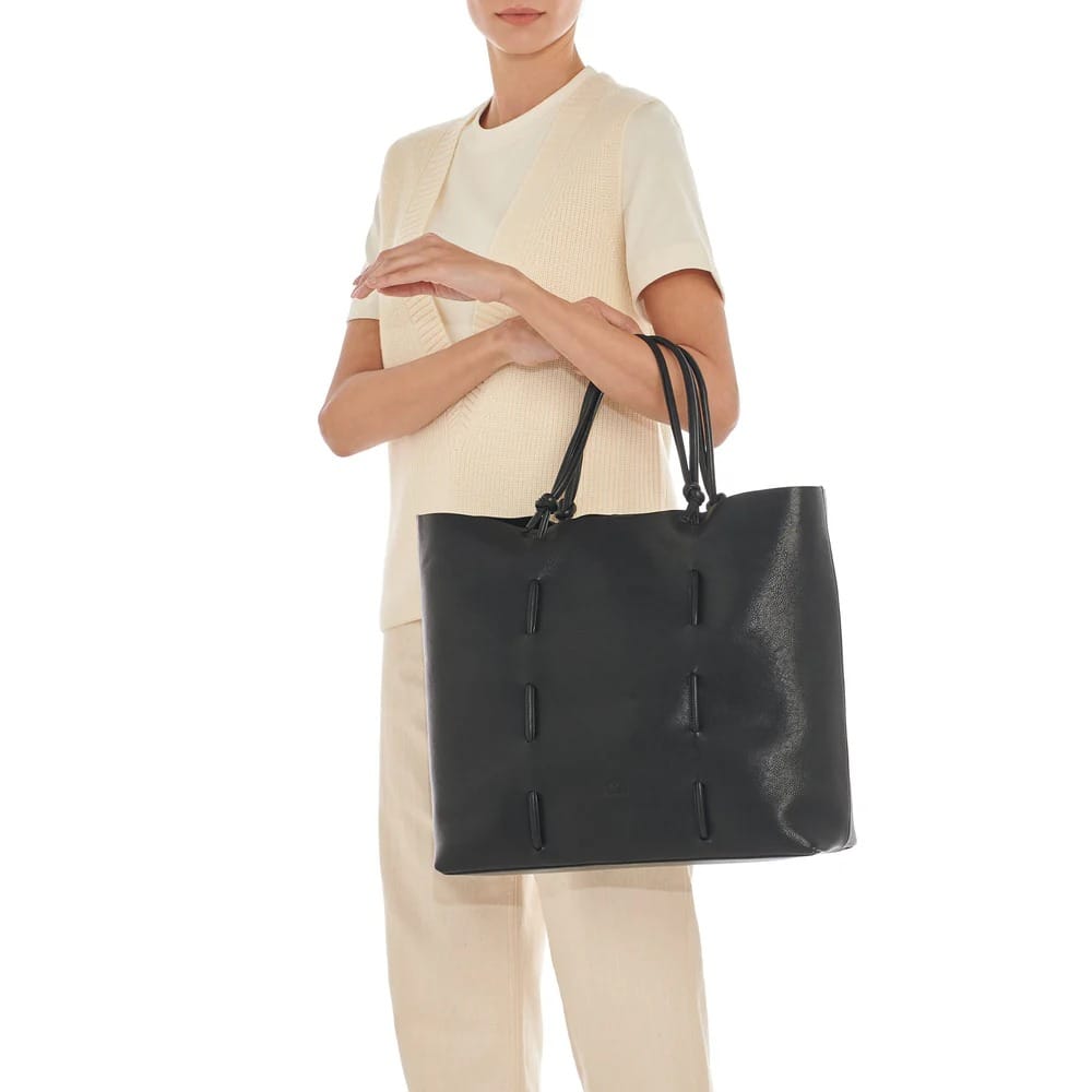 SAC FOURRE TOUT EN CUIR NOIR – Image 2