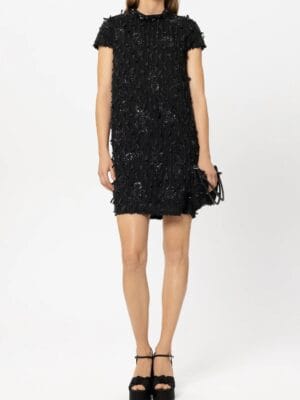 ROBE DE SOIREE EN TWEED AVEC PERLES NOIRE