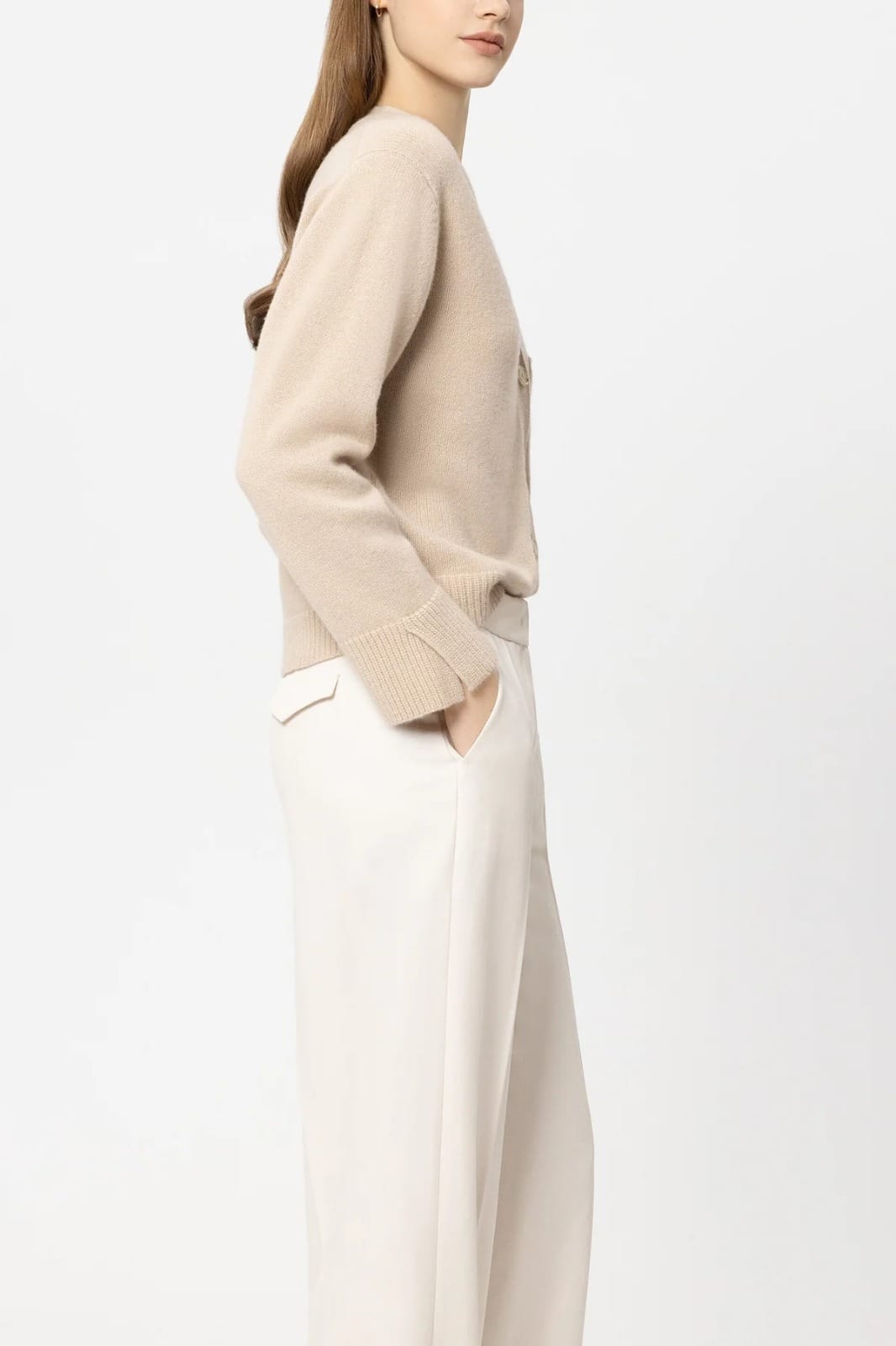 CARDIGAN EN CACHEMIRE MELANGE CAMEL – Image 2