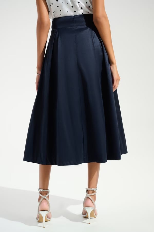 JUPE EVASEE TAILLE HAUTE MARINE – Image 3