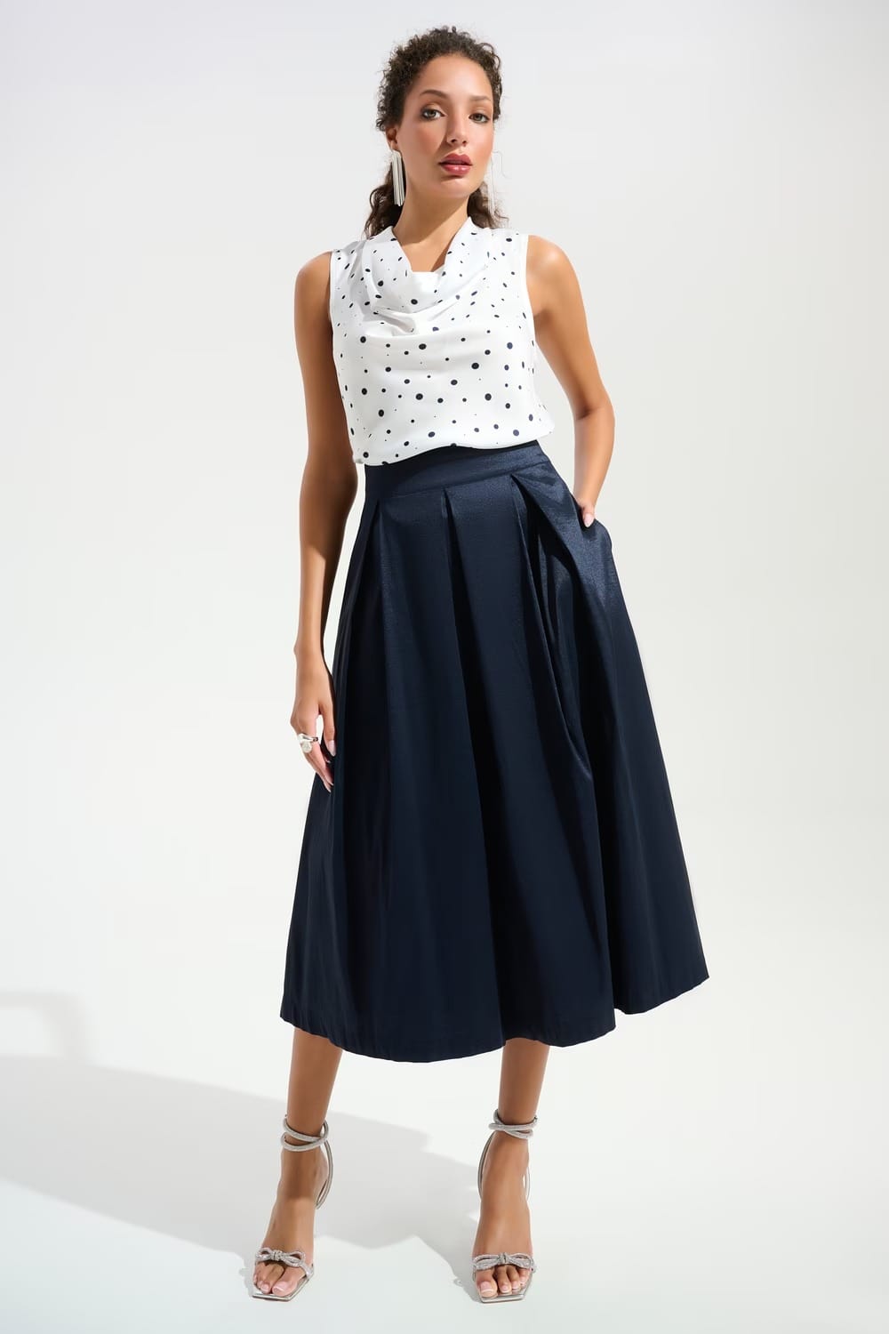 JUPE EVASEE TAILLE HAUTE MARINE – Image 2