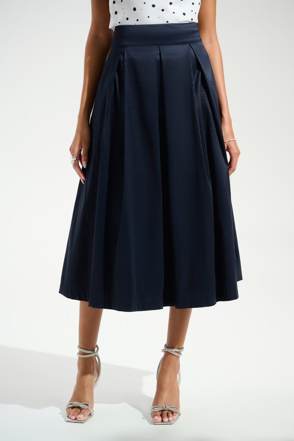 JUPE EVASEE TAILLE HAUTE MARINE