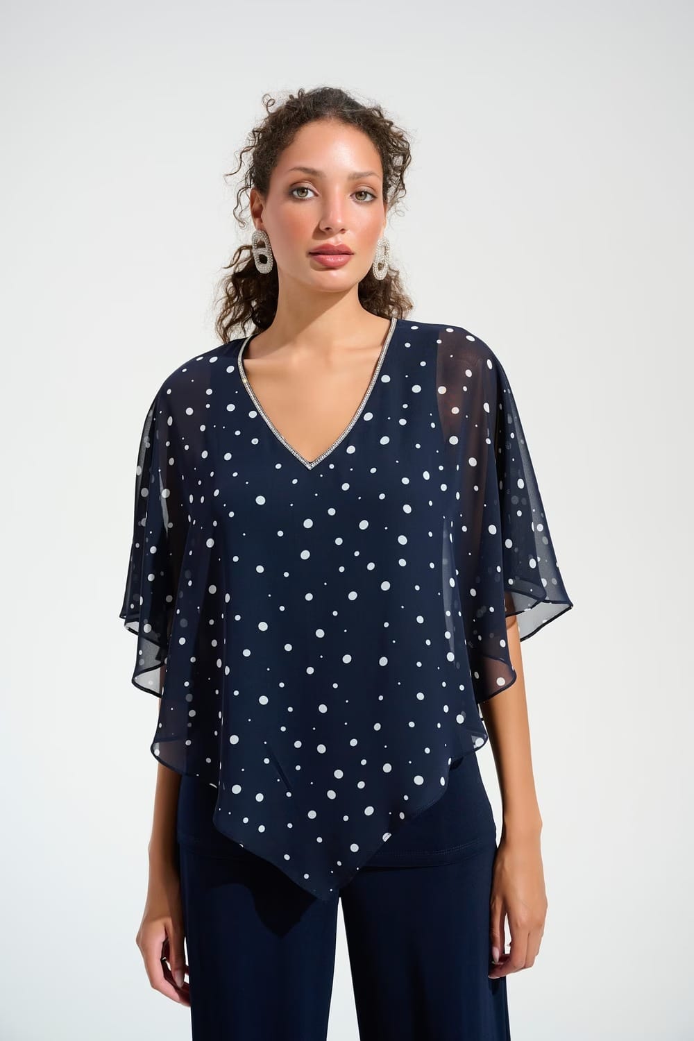 BLOUSE A POIS COL EN V