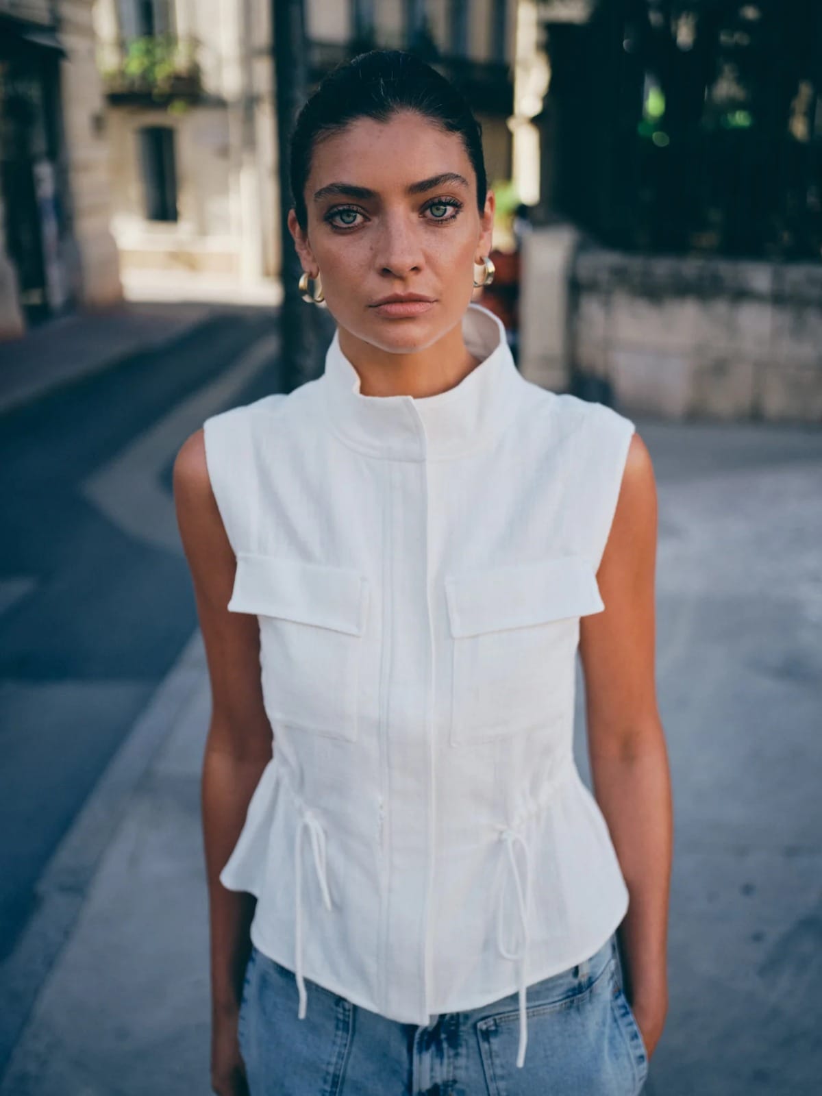GILET EN RAMIE MMLELO BLANC