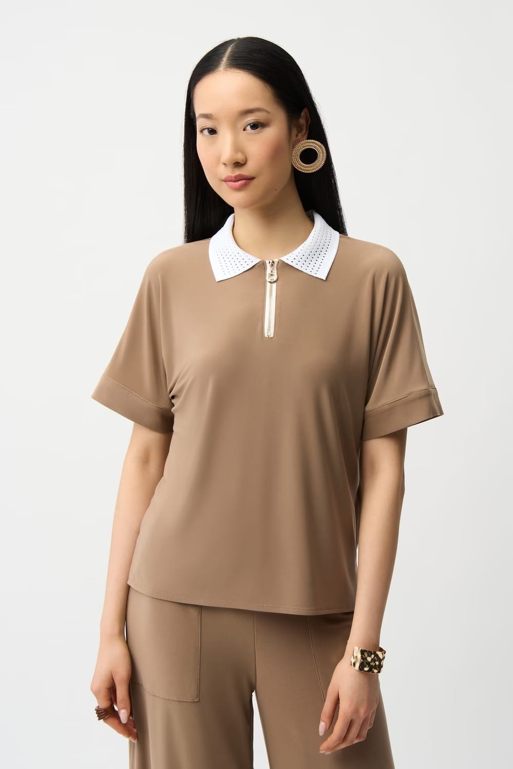 POLO DECONTRACTE A FERMETURE ECLAIR BEIGE
