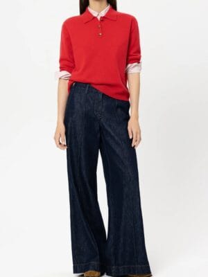 POLO EN CACHEMIRE MELANGE ROUGE