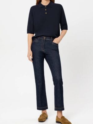 POLO EN CACHEMIRE MELANGE MARINE