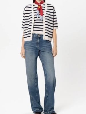 CARDIGAN EN CACHEMIRE MELANGE BLEU