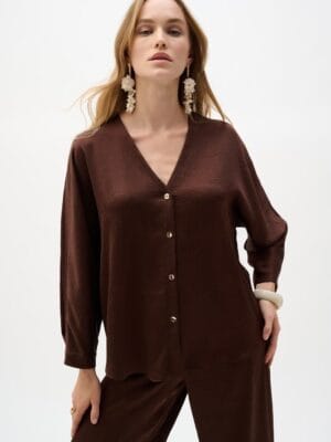 CHEMISE DECONTRACTEE COL V MARRON