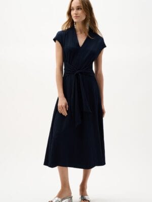 ROBE PORTEFEUILLE CEINTUREE MARINE