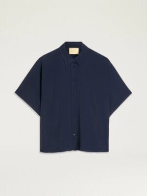 CHEMISIER BROOKLYN EN ACÉTATE DE SOIE UNI - MARINE