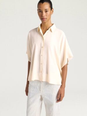 CHEMISIER BROOKLYN EN ACÉTATE DE SOIE UNI - IVOIRE