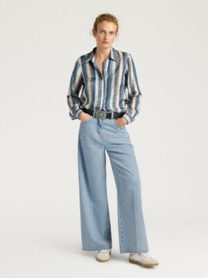 PANTALON MANUEL EN DENIM LAVAGE CLAIR BLEU JEANS
