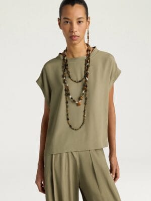 CURACAO BLOUSE EN ACÉTATE DE SOIE UNI - VERT SAGE