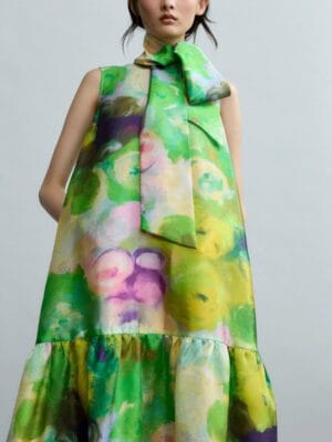 ROBE LONGUE A IMPRIME BLOOMLIGHT COL A NOUER