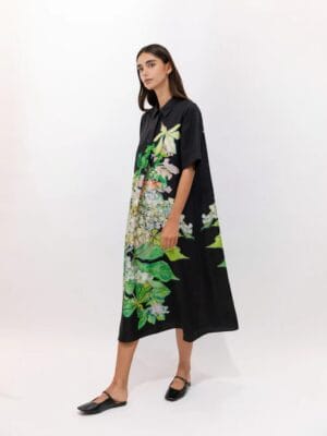 ROBE LONGUE EN SOIE HORTENSIA