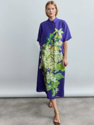 ROBE LONGUE EN SOIE HORTENSIA VIOLETTE