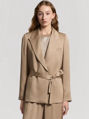 BLAZER EN SATIN DE VISCOSE AVEC CEINTURE