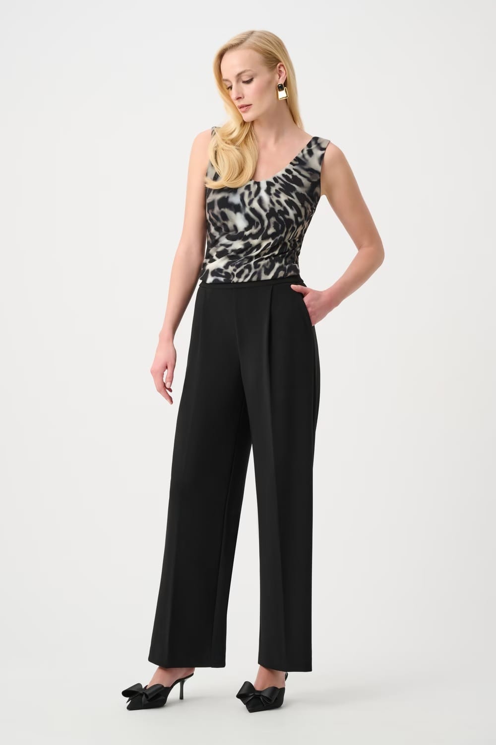 PANTALON PLISSES LONG NOIR
