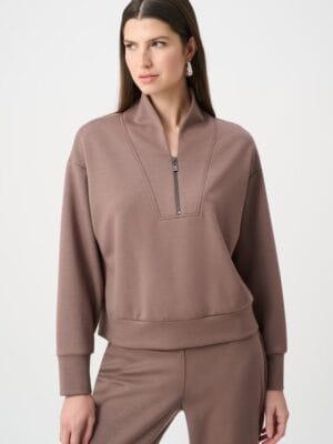 PULL DECONTRACTE A FERMETURE ECLAIR MARRON