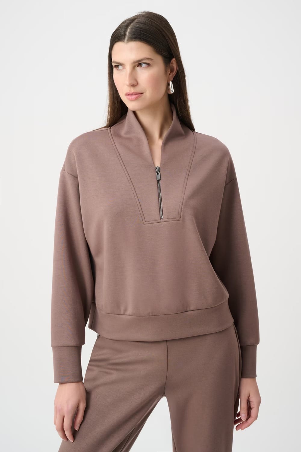 PULL DECONTRACTE A FERMETURE ECLAIR MARRON